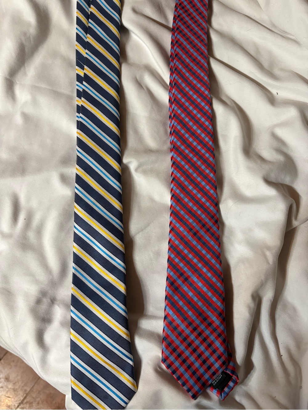 Wembley Navy Stripe Tie & Wembley Red Plaid Tie Set